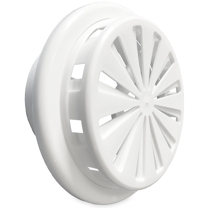Verstelbaar Kunststof Ventilatierooster - Multi-fit - Ø 100 -150 - Ral 9016