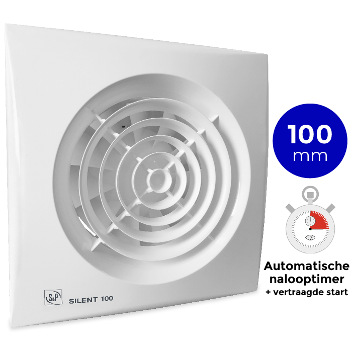 [tweedekans] Badkamer/toilet Ventilator Soler & Palau Silent (100criz) Ø100mm - Vertraagde Start + Automatische Timer