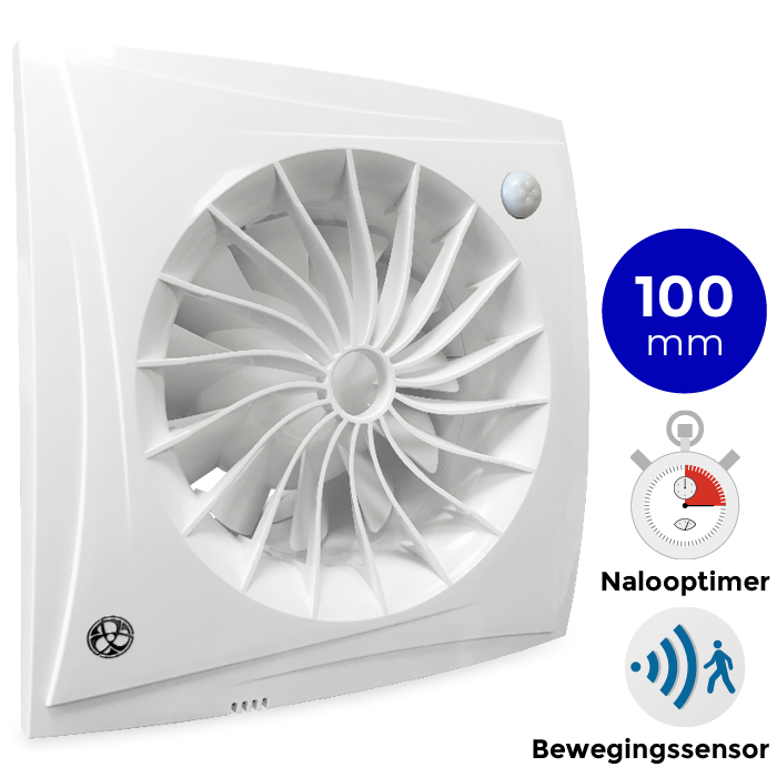 [tweedekans] Badkamer Ventilator Blauberg Sileo - Ø 100mm - Met Timer + Bewegingssensor (sileo100ir)