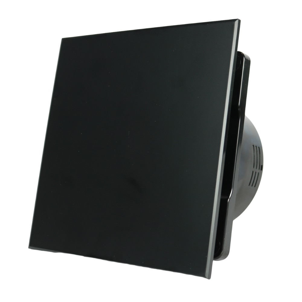 Whisper Pro-design Badkamerventilator - Ø100mm - Aan/uit - Vlak Kunststof - Mat Zwart - Zwarte Ventilator