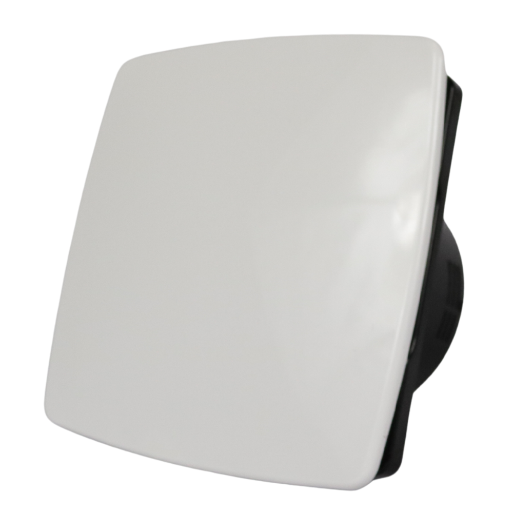 Whisper Pro-design Badkamerventilator - Ø100mm - Met Nalooptimer - Wit *bold-line* - Zwarte Ventilator