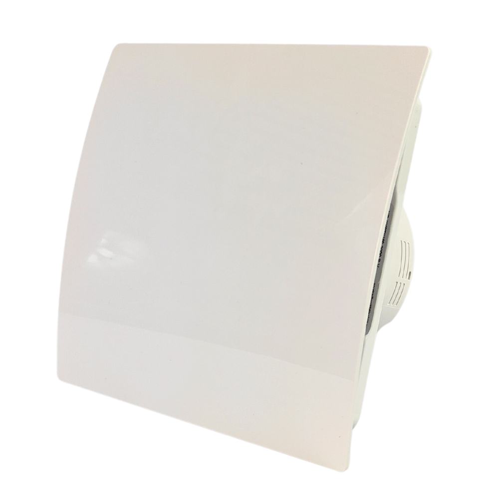 Whisper Pro-design Badkamerventilator - Ø100mm - Met Nalooptimer - Gebogen Kunststof - Wit