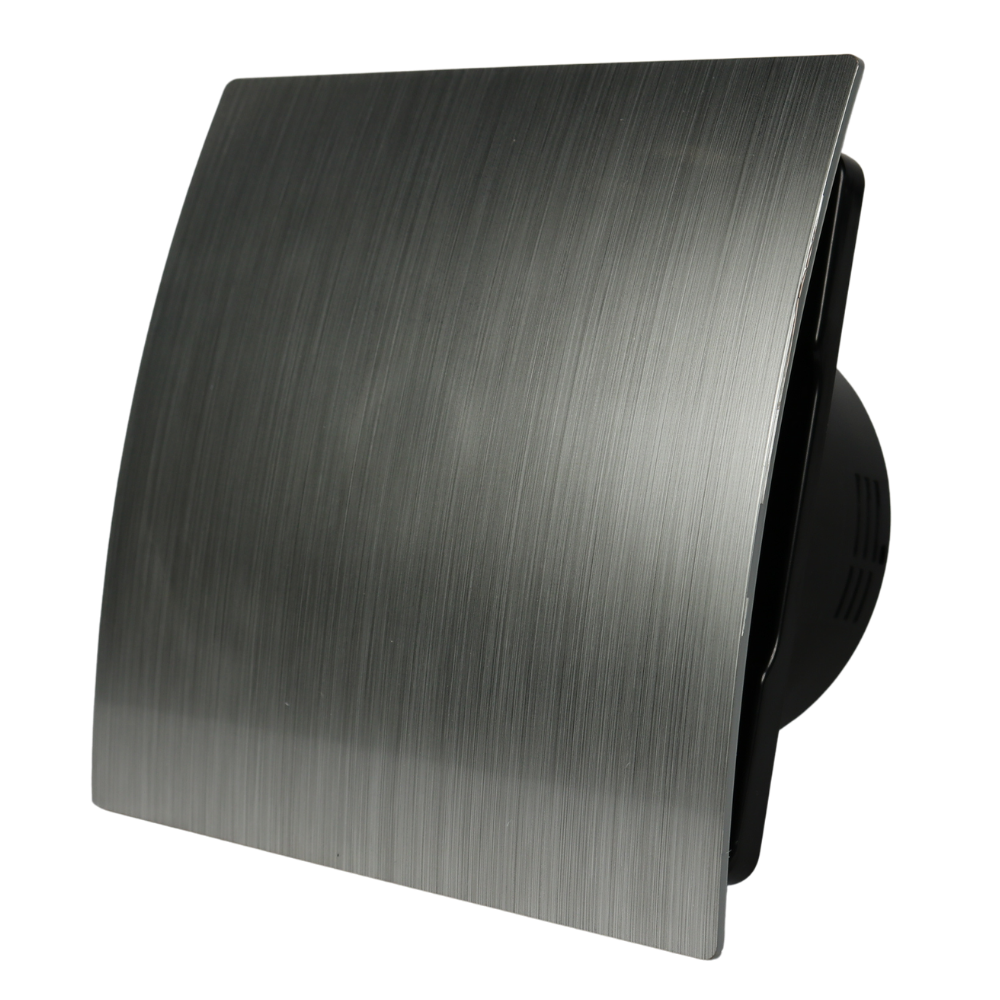 Whisper Pro-design Badkamerventilator - Ø125mm - Met Nalooptimer + Vochtsensor - Kunststof - Zilver - Zwarte Ventilator