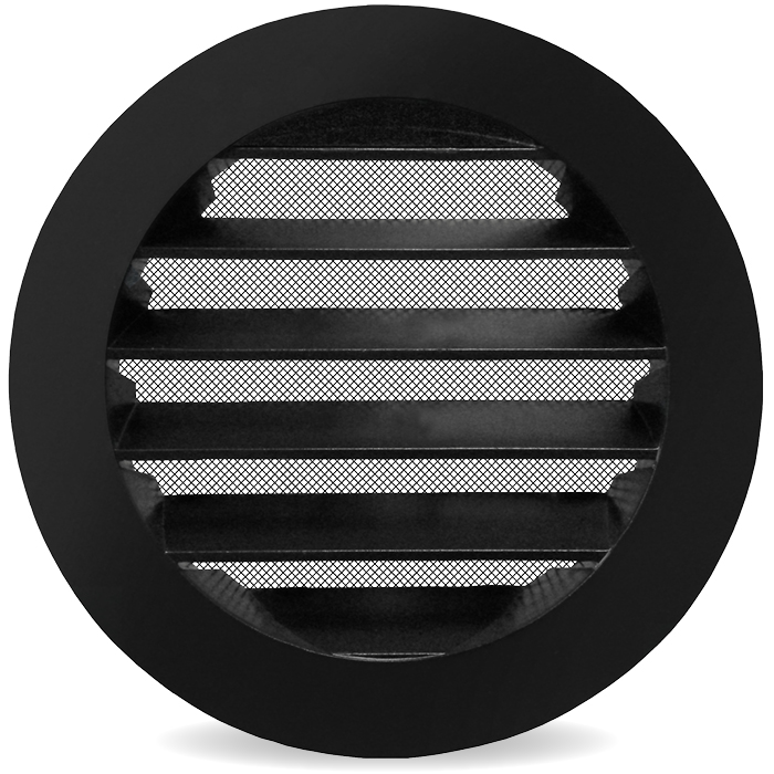 Rond Buitenluchtrooster Ø 200mm Aluminium Met Fijnmazig Gaas - Zwart