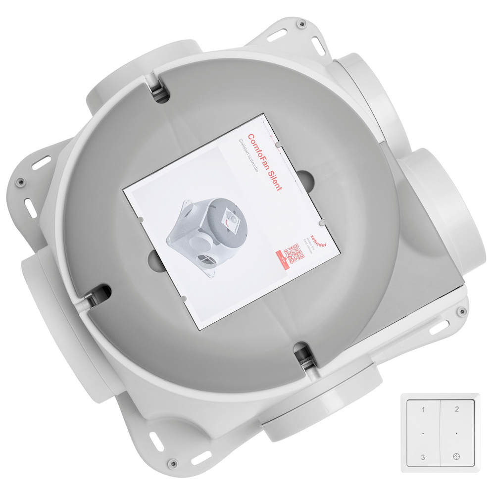 Zehnder Comfofan Silent 460 M3/h Met Vochtsensor - Set Incl. Rfz Zender & 4 Luchtventielen (randaarde) afbeelding 1