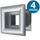 Vierkante deurroosters 29 x 29mm - kunststof metallic grijs - set van 4 stuksthumbnail