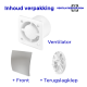 Pro-Design badkamer/toilet ventilator - TREKKOORD (KW125W) - Ø 125mm - RVS gebogen thumbnail