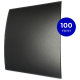 Design ventilatierooster vierkant (lucht afvoer & toevoer) Ø100mm - gebogen GLAS - mat zwartthumbnail