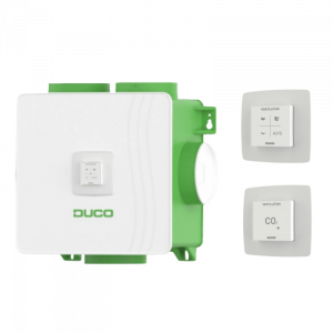 DucoBox Reno All-In-One set - Randaarde + RF bediening, 1x CO2 sensor & 1x CO2 sensor zonder bediening 230V/Wired DucoBox Reno All-In-One set - Randaarde + RF bediening, 1x CO2 sensor & 1x CO2 sensor zonder bediening 230V/Wired
