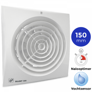 [TweedeKans] Badkamerventilator Soler & Palau Silent (300CHZ) - Ø 150mm - MET TIMER + VOCHTSENSOR