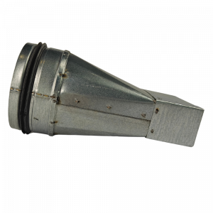 Verloopstuk van rechthoekig 200mm x 40mm naar rond Ø 125mm