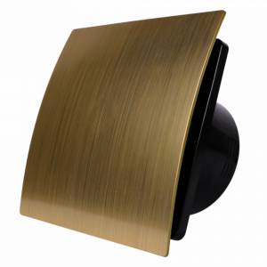 Whisper Pro-Design badkamerventilator - Ø100mm - met nalooptimer + vochtsensor - gebogen kunststof - goud - zwarte ventilator Whisper Pro-Design badkamerventilator - Ø100mm - met nalooptimer + vochtsensor - gebogen kunststof - goud - zwarte ventilator