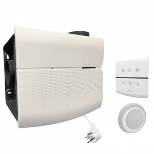 Orcon MVS-15RHBP woningventilator - 550 m3/h - Perilex - met ingebouwde vochtsensor en RF-afstandsbediening + 4 luchtventielen