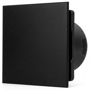 Whisper Pro-Design badkamerventilator - Ø100mm - met nalooptimer + vochtsensor - vlak kunststof - mat zwart - zwarte ventilator