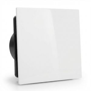  Whisper Pro-Design badkamerventilator - Ø125mm - met nalooptimer + vochtsensor - vlak kunststof - wit - zwarte ventilator