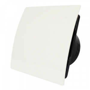 Whisper Pro-Design badkamerventilator - Ø100mm - met nalooptimer - gebogen kunststof - wit - zwarte ventilator