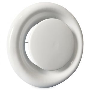 Rooster/ventiel (afzuiging) Ø 80mm staal - wit - MET VEER