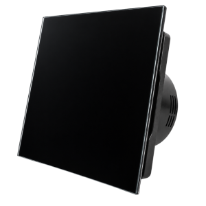 Whisper Pro-Design badkamerventilator - Ø100mm - aan/uit - vlak glas - glans zwart - zwarte ventilator Whisper Pro-Design badkamerventilator - Ø100mm - aan/uit - vlak glas - glans zwart - zwarte ventilator