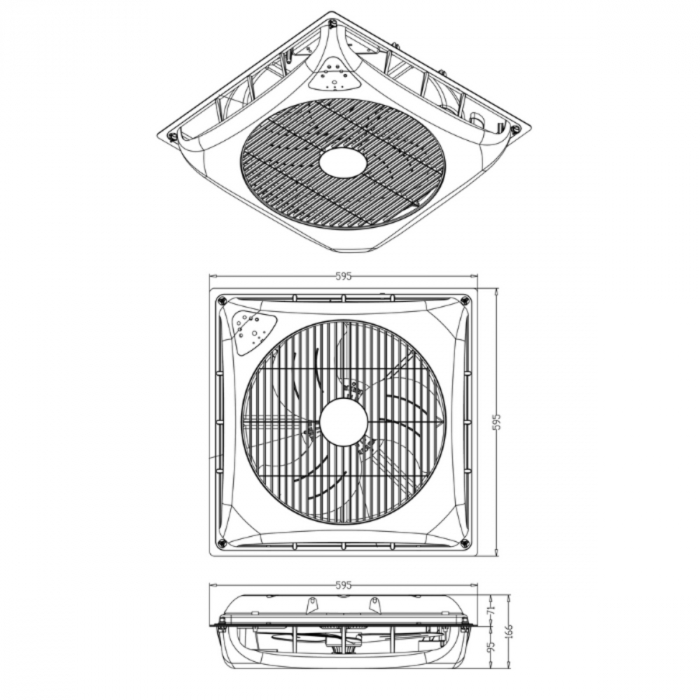 Ceilingflow plafondventilator - 130m3/h - zwart - met afstandsbediening