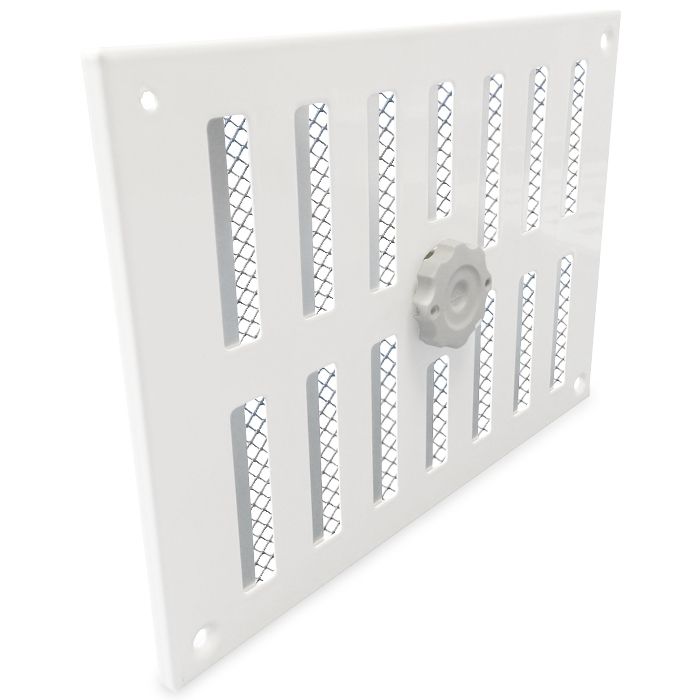 Aluminium afsluitbaar schuifrooster opbouw 215 x 150mm - WIT