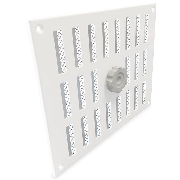 Aluminium afsluitbaar schuifrooster opbouw 245 x 195mm - WIT