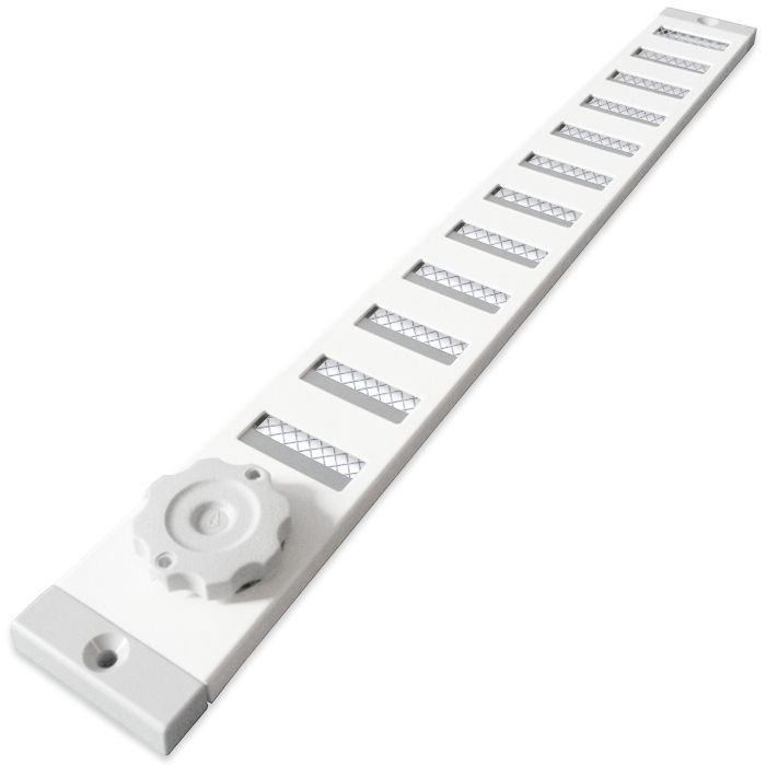 Aluminium afsluitbaar schuifrooster opbouw 370 x 40mm - WIT