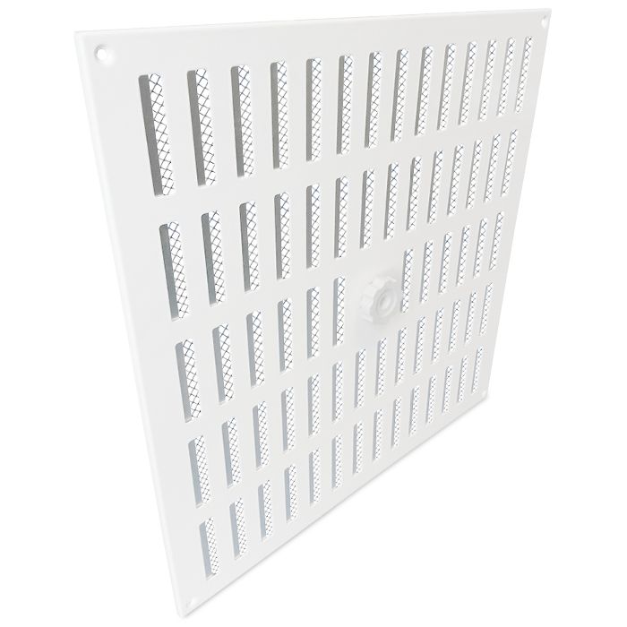 Aluminium afsluitbaar schuifrooster opbouw 400 x 400mm - WIT