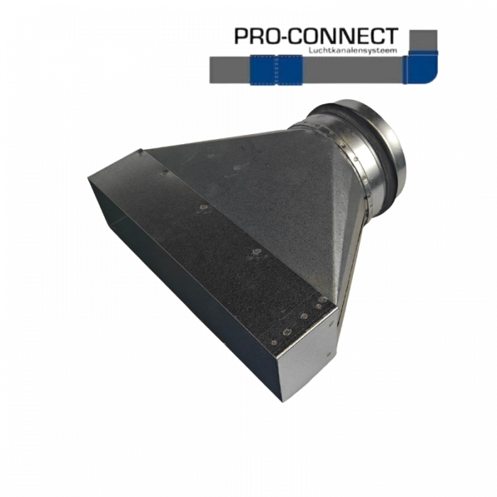 Verloopstuk symmetrisch rechthoekig 220 x 55mm naar rond Ø 125mm - Staal [Pro-C]