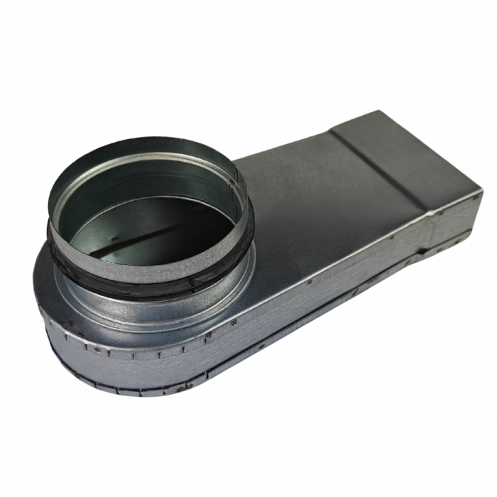 Rechthoekige (instort) lepelhoek 100mm x 40mm met aansluiting Ø 100mm