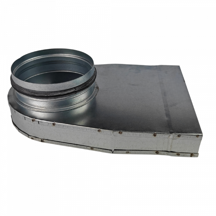 Rechthoekige (instort) lepelhoek 200mm x 40mm met aansluiting Ø 125mm