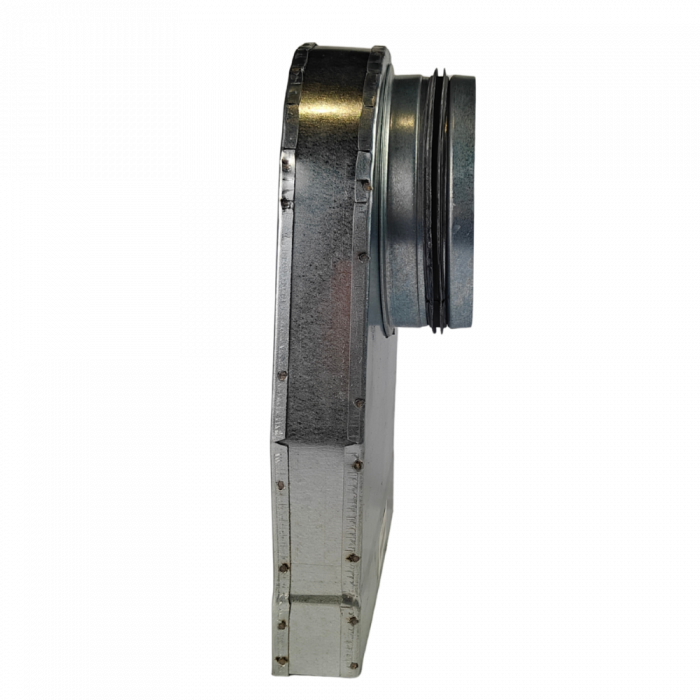 Rechthoekige (instort) lepelhoek 200mm x 40mm met aansluiting Ø 125mm