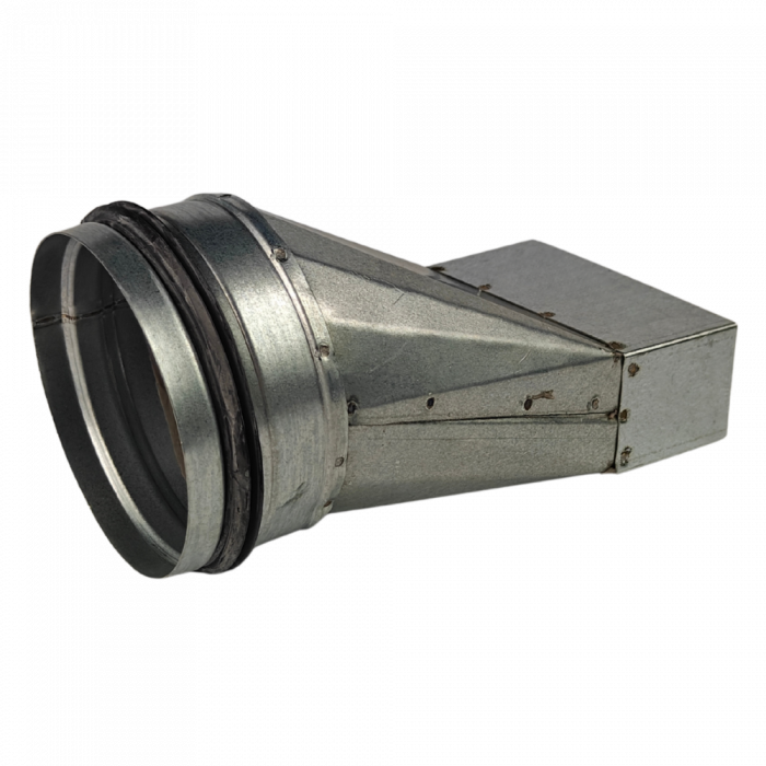 Verloopstuk Asymmetrisch van 100mm x 40mm naar rond Ø 100mm