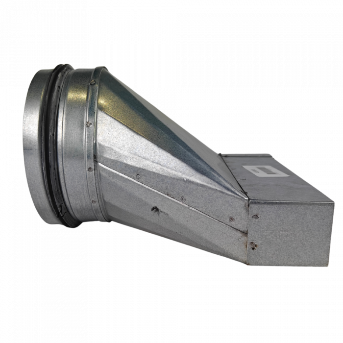 Verloopstuk Asymmetrisch van 200mm x 40mm naar rond Ø 125mm