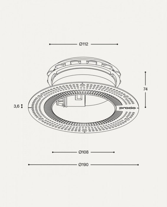 Pradovent -trimless- instucbaar ventiel (toevoer & afvoer) - Ø 125mm - Zwart