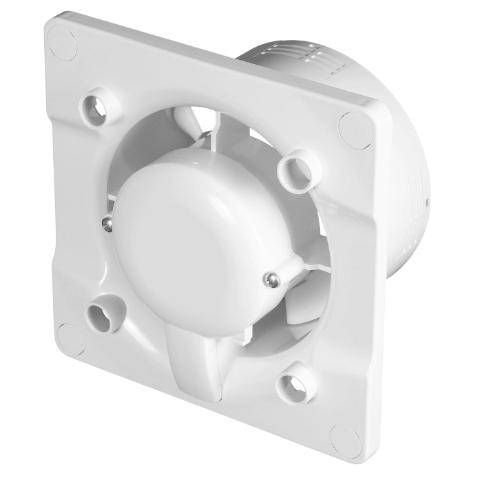 Whisper pro-design badkamerventilator - Ø100mm - met nalooptimer en vochtsensor - vlak glas - mat wit