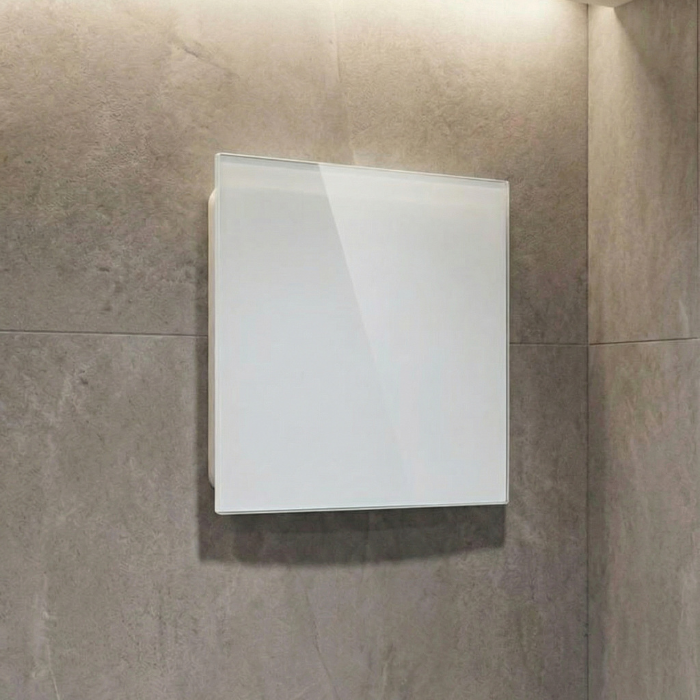 Whisper pro-design badkamerventilator - Ø100mm - met nalooptimer en vochtsensor - vlak glas - mat wit