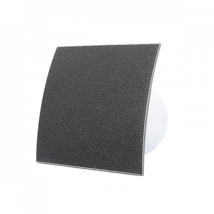 Whisper Pro-Design badkamerventilator - Ø100mm - aan/uit - gebogen kunststof - grafiet deluxe Whisper Pro-Design badkamerventilator - Ø100mm - aan/uit - gebogen kunststof - grafiet deluxe