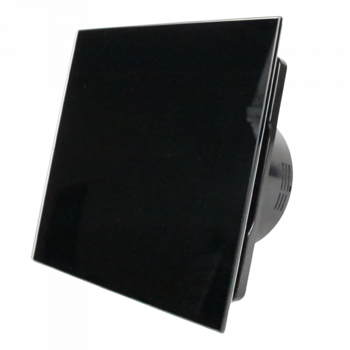 Whisper Pro-Design badkamerventilator - Ø100mm - aan/uit - vlak glas - glans zwart - zwarte ventilator Whisper Pro-Design badkamerventilator - Ø100mm - aan/uit - vlak glas - glans zwart - zwarte ventilator