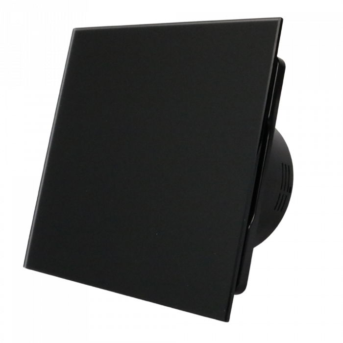 Whisper Pro-Design badkamerventilator - Ø100mm - met nalooptimer + vochtsensor - vlak glas - mat zwart - zwarte ventilator Whisper Pro-Design badkamerventilator - Ø100mm - met nalooptimer + vochtsensor - vlak glas - mat zwart - zwarte ventilator