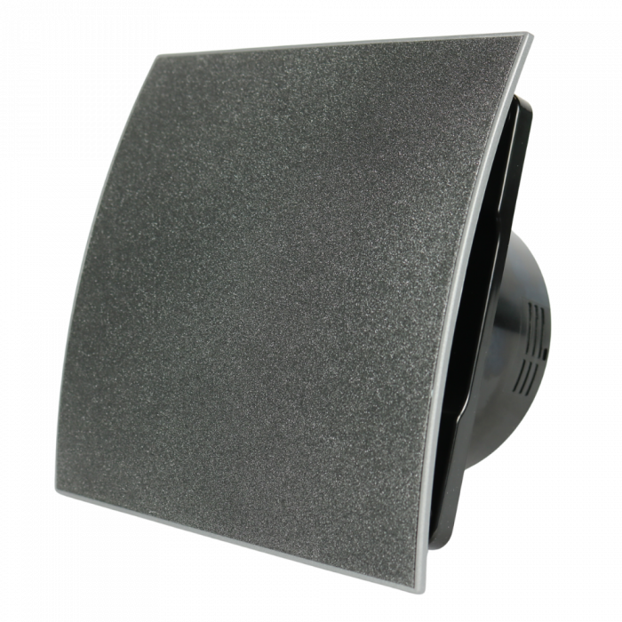 Whisper Pro-Design badkamerventilator - Ø100mm - met nalooptimer - gebogen kunststof - grafiet deluxe - zwarte ventilator