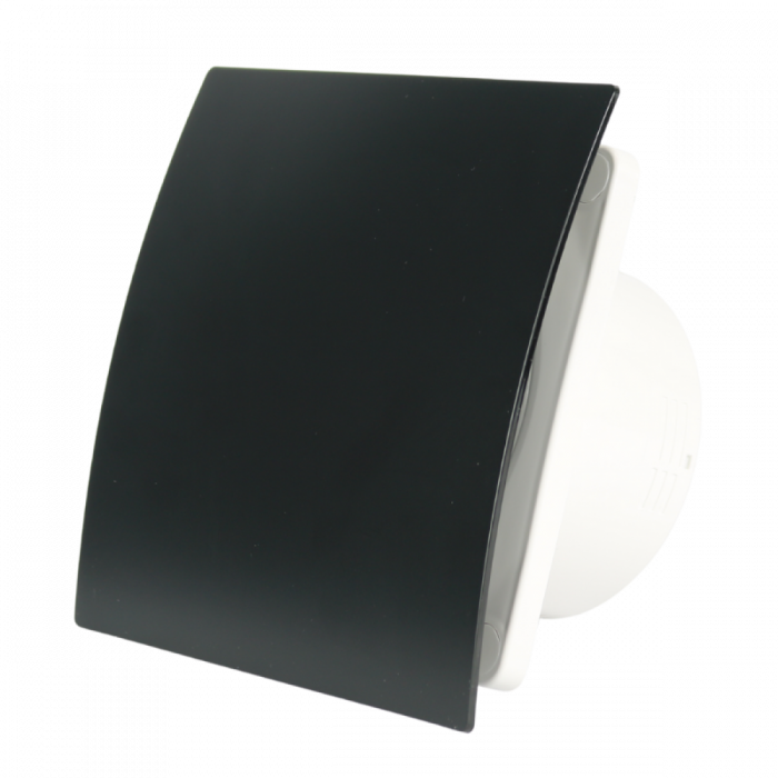 Whisper Pro-Design badkamerventilator - Ø100mm - met nalooptimer + vochtsensor - gebogen kunststof - mat zwart