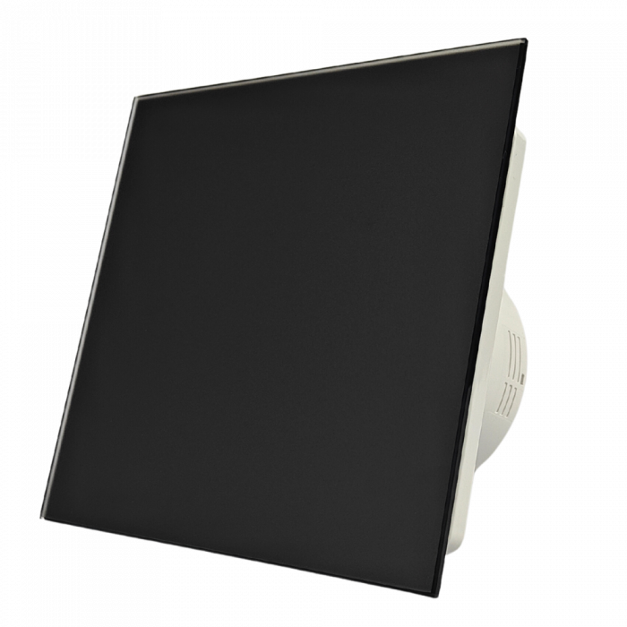 Whisper Pro-Design badkamerventilator - Ø100mm - met nalooptimer + vochtsensor - vlak glas - mat zwart