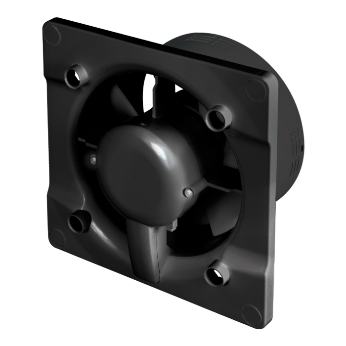 Whisper Pro-Design badkamerventilator - Ø100mm - met nalooptimer - vlak glas - glans zwart - zwarte ventilator Whisper Pro-Design badkamerventilator - Ø100mm - met nalooptimer - vlak glas - glans zwart - zwarte ventilator