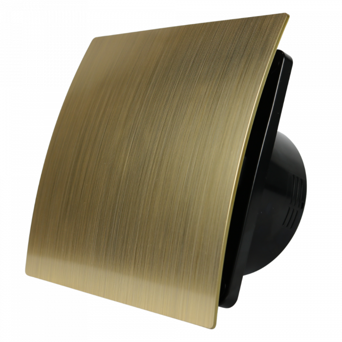 Whisper Pro-Design badkamerventilator - Ø125mm - met nalooptimer + vochtsensor - kunststof - goud - zwarte ventilator