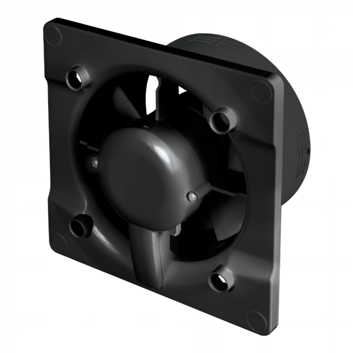 Whisper Pro-Design badkamerventilator - Ø125mm - met nalooptimer + vochtsensor - gebogen kunststof - wit - zwarte ventilator