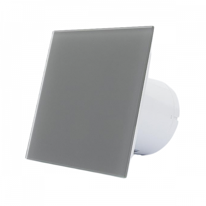  Whisper Pro-Design badkamerventilator - Ø125mm - met nalooptimer + vochtsensor - vlak glas - mat grijs