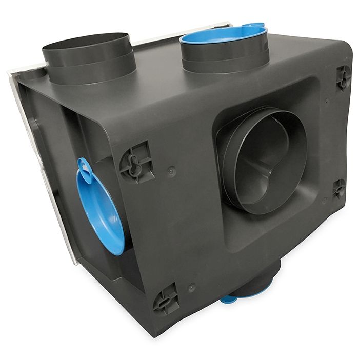 Orcon MVS-15RHB woonhuisventilator - 550 m3/h - Randaarde - met ingebouwde vochtsensor en RF-afstandsbediening + 4 luchtventielen