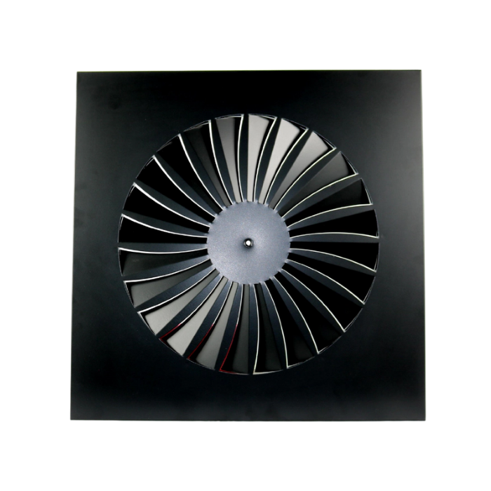 Whisper wervelrooster voor inleg systeemplafond - 595 x 595mm - Ø443mm - luchtafvoer en toevoer - staal