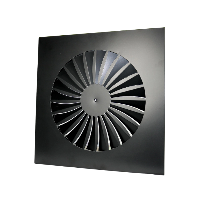 Whisper wervelrooster voor inleg systeemplafond - 595 x 595mm - Ø443mm - luchtafvoer en toevoer - staal