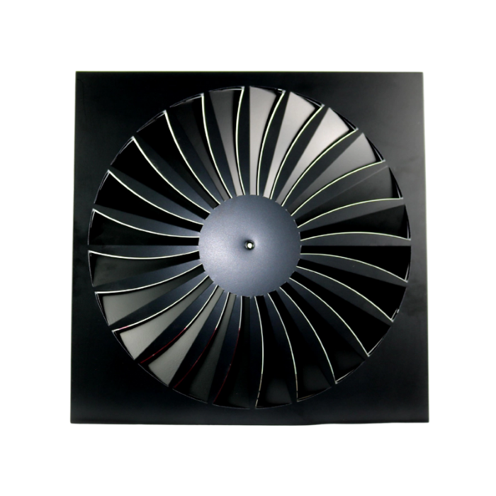 Whisper wervelrooster voor inleg systeemplafond - 595 x 595mm - Ø530mm - luchtafvoer en toevoer - sta